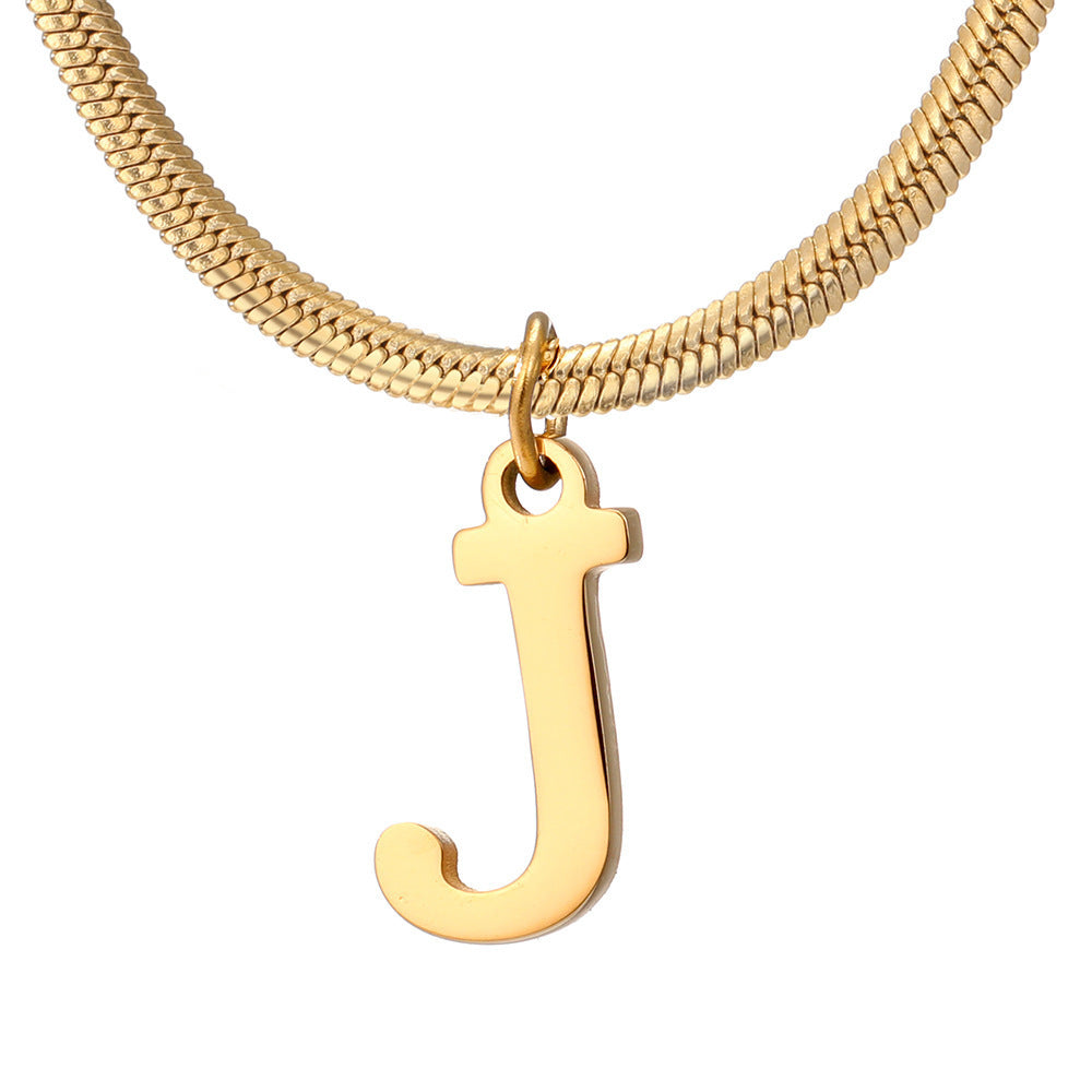 Minimalist A-Z Letter Pendant Necklace For Women Stainless Steel Gold Color Snake Chains Jewelry Birthday Gift