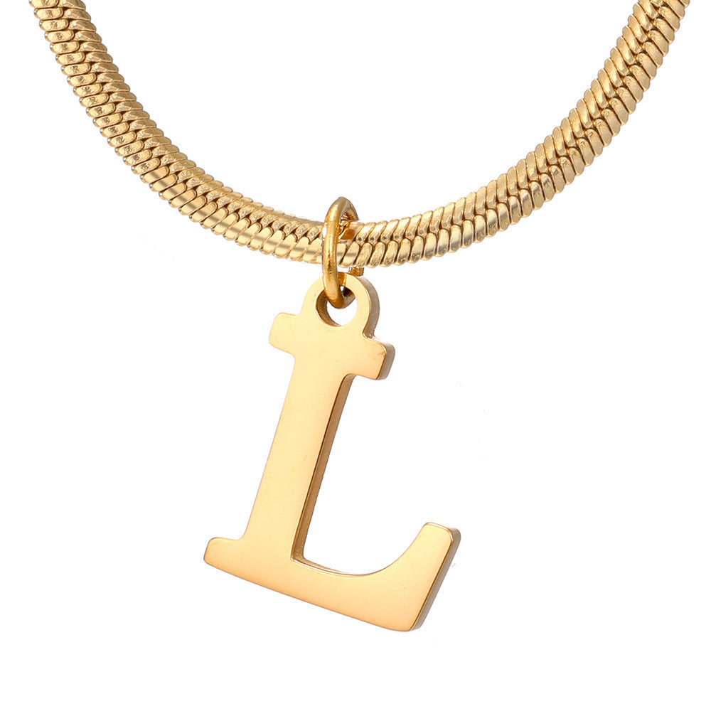 Minimalist A-Z Letter Pendant Necklace For Women Stainless Steel Gold Color Snake Chains Jewelry Birthday Gift